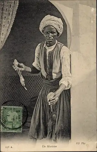 Ak Musizierender Araber, Maghreb, Turban, Musikinstrumente