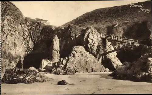 Ak Plemont Kanalinsel Jersey, Strand, Brücke, Felspartie