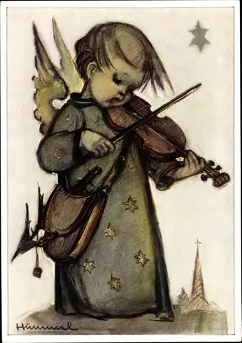 Künstler Ak Hummel, Berta, Weihnachten, Engel mit Geige