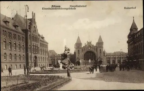 Ak Hamburg Altona, Eisenbahndirektionsgebäude, Hauptbahnhof, Kaiserhof