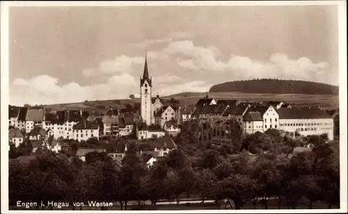 Ak Engen im Hegau Baden, Blick von Westen, Kirche