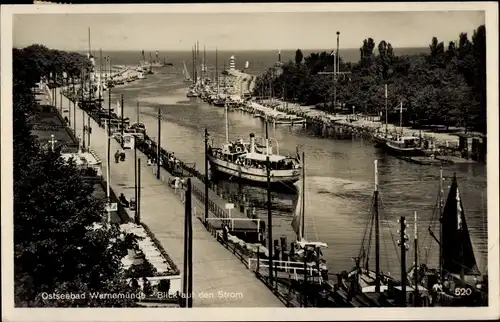 Ak Ostseebad Warnemünde Rostock, Strom, Schiffe