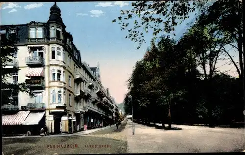 Ak Bad Nauheim in Hessen, Parkstraße, Haus Terminus, Geschäfte, Allee