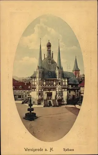 Passepartout Ak Wernigerode im Harz, Rathaus