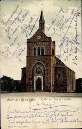 Ak Hasselfelde Oberharz am Brocken, Kirche, Marktplatz