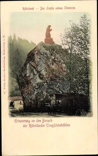 Ak Rübeland Oberharz am Brocken, Rübeländer Tropfsteinhöhlen, Denkmal