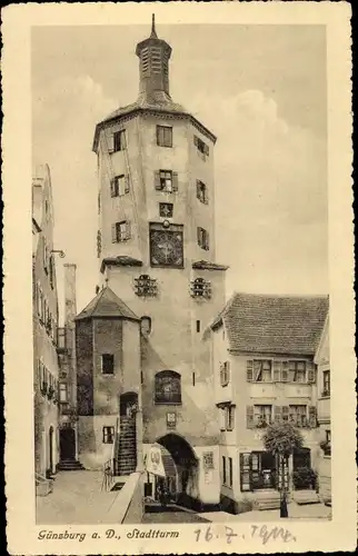 Ak Günzburg an der Donau Schwaben, Stadtturm