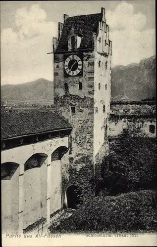 Ak Füssen im Allgäu, Altstadt, Schlossturm