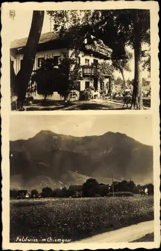 Ak Feldwies Übersee am Chiemsee, Gasthof, Panorama