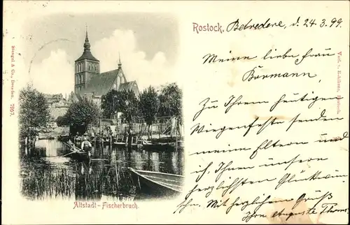 Ak Hansestadt Rostock, Altstadt Fischerbruch, Kirche, Sengel 7957
