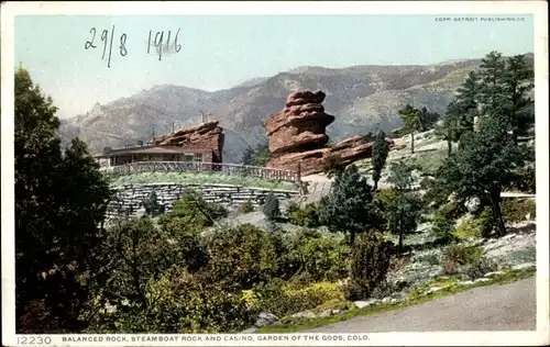 AK Colorado USA, Balanced Rock, Steamboat Rock und Casino, Garden of the Gods