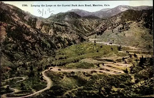 Ak Manitou Colorado USA, Looping auf der Crystal Park Auto Road