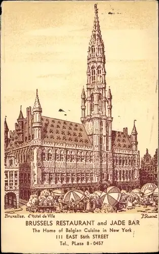 Künstler Ak New York City USA, Brüssel Restaurant, Jade Bar