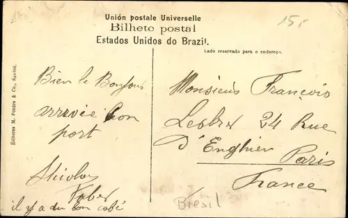 Ak Santos Brasilien, Kaffee wird verladen, Fuhrwerke, Träger mit 5 Säcken Kaffee