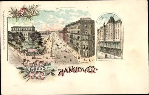 Passepartout Litho Hannover in Niedersachsen, Georgstraße, Residenz Bazar