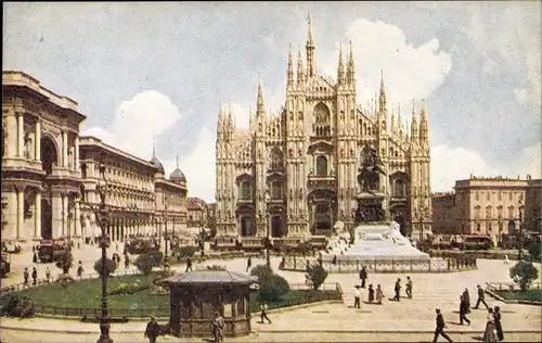 Ak Milano Mailand Lombardia, Piazza del Duomo