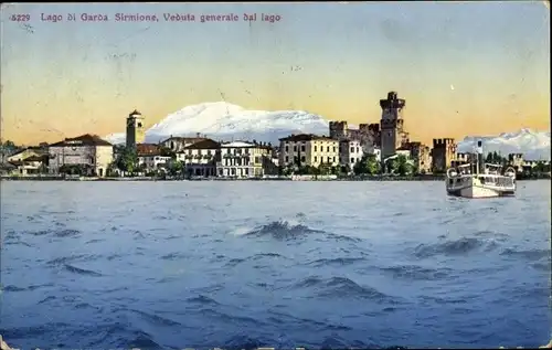 Ak Sirmione Lago di Garda Lombardia, Veduta generale dal lago