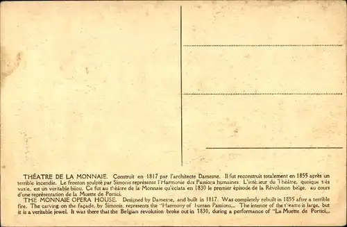 Ak Brüssel Brüssel, Theatre Royal de la Monnaie
