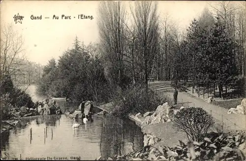 Ak Gent Gent Ostflandern, Au Parc, l'Etang