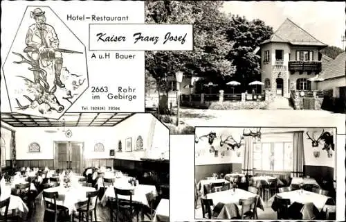 Ak Rohr im Gebirge Niederösterreich, Hotel Restaurant Kaiser Franz Josef, Speiseraum