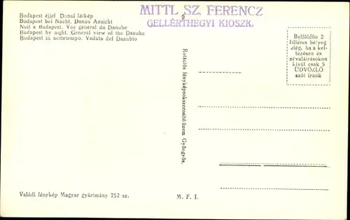 Ak Budapest Ungarn, Donau, Gesamtansicht