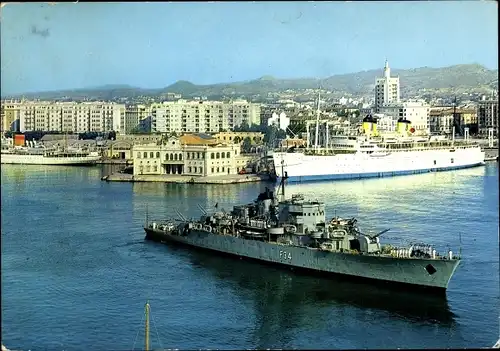 Ak Málaga Andalusien Spanien, Hafen, Schiff  F34