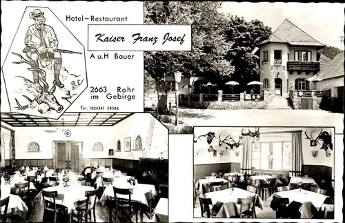 Ak Rohr im Gebirge im Burgenland, Hotel Restaurant Kaiser Franz Josef, Speiseraum