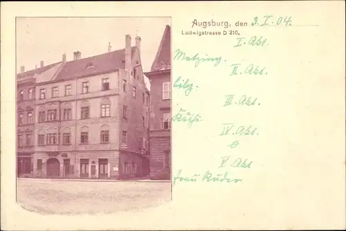 Ak Augsburg in Schwaben, Haus Ludwigstraße D 210