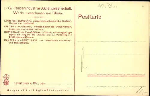 Ak Leverkusen im Rheinland, Fabrikkasino, IG Farbenindustrie AG