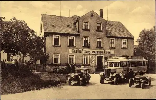 Ak Claußnitz in Sachsen, Gasthof zum weißen Ross, Autobus