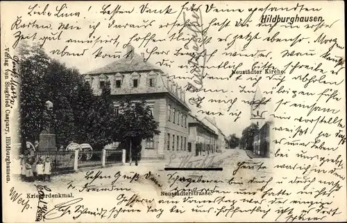 Ak Hildburghausen in Thüringen, Neustädter Straße, Kriegerdenkmal