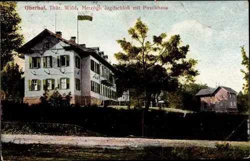 Ak Oberhof Thüringer Wald, Herzogliches Jagschloss mit Pirschhaus