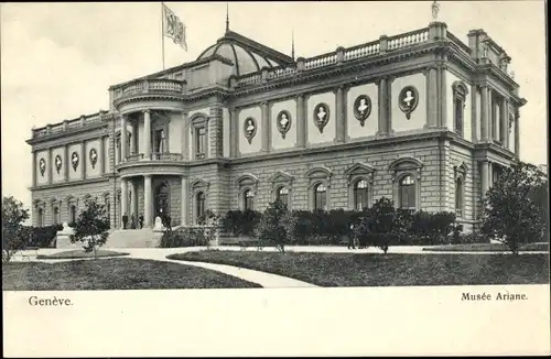 Ak Genève Genf Stadt, Blick auf das Musée Ariana, Fassade, Parkanlage