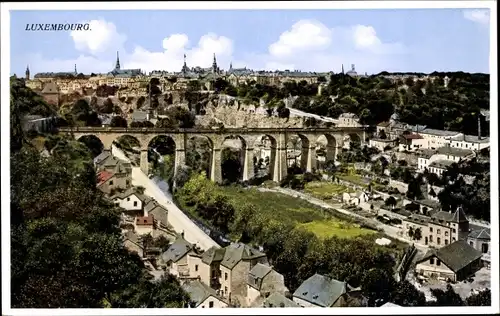 Ak Luxemburg Luxembourg, Panorama, Viadukt