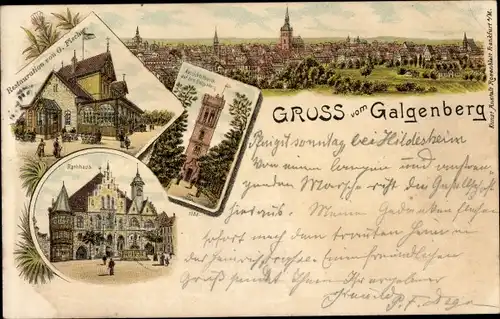 Litho Galgenberg Hildesheim in Niedersachsen, Rathaus, Aussichtsturm, Restauration