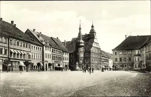 Ak Hildburghausen in Thüringen, Marktplatz, Rathaus, Fußgänger, Stadtapotheke