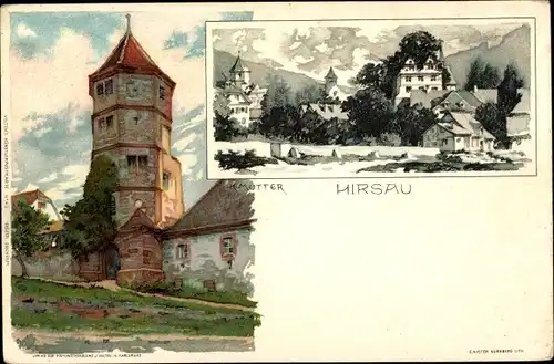 Künstler Litho Mutter, K., Hirsau Calw in Baden Württemberg, Blick auf einen Turm, Häuser