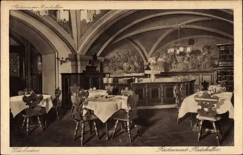 Ak Wiesbaden in Hessen, Restaurant Ratskeller