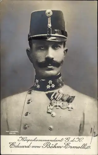 Ak Korpskommandant Eduard von Böhm-Ermolli, KuK General, Portrait in Uniform, Orden