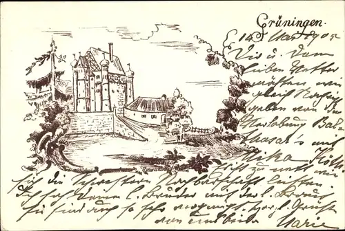 Künstler Ak Grüningen Riedlingen an der Donau Württemberg, Schloss