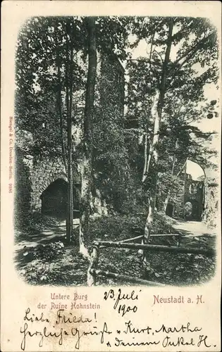 Ak Neustadt im Harz Harztor Thüringen, Ruine Hohnstein, untere Burg