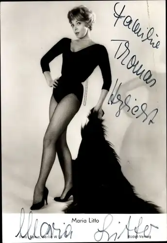 Ak Schauspielerin und Tänzerin Maria Litto, Portrait, Strümpfe, Beine
