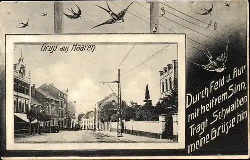 Ak Haaren Aachen, Straßenpartie, Schwalben