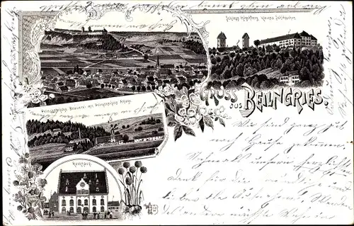 Litho Beilngries im Altmühltal Bayern, Gesamtansicht, Rathaus, Schloss