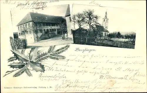 Ak Denzlingen im Breisgau, Kirche, Gasthof zum grünen Baum