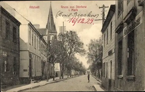 Ak Storkow in der Mark, Altstadt, Straßenpartie