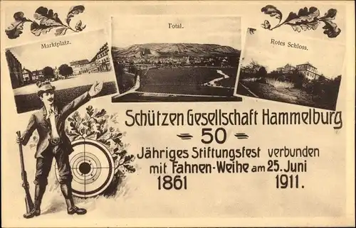 Ak Hammelburg in Unterfranken Bayern, Schützen-Gesellschaft, Stiftungsfest, Rotes Schloss