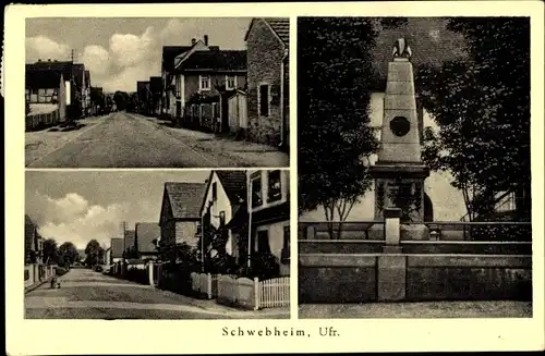 Ak Schwebheim in Unterfranken, Straßenpartie, Ehrenmal