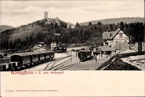 Ak Königstein im Taunus, Bahnhof, Eisenbahn