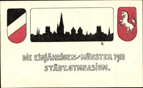 Studentika Künstler Ak Münster in Westfalen, Die Einjährigen 1913 Städtisches Gymnasium